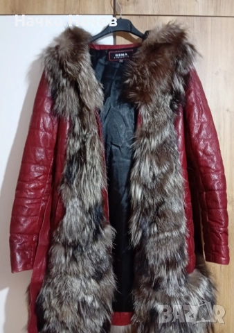 Чисто ново яке естествена кожа с яка от норка., снимка 2 - Якета - 52329007