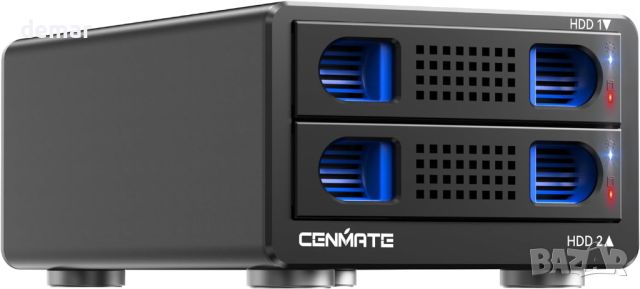 CENMATE 2 Bay RAID кутия с вентилатор за 2.5/3.5" SATA HDD/SSD, 40 ТВ, снимка 1 - Други - 46430368
