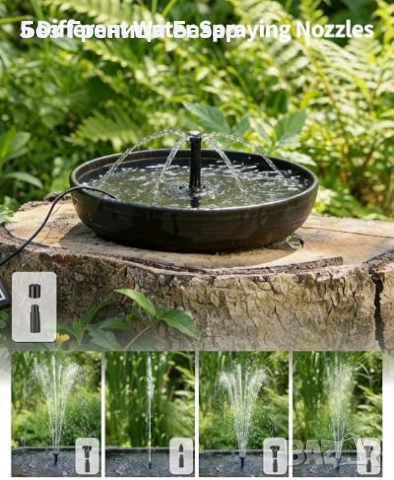 Нова водна помпа 4W соларен фонтан POPOSOAP с филтър за градина и поилка, снимка 4 - Други - 53914409