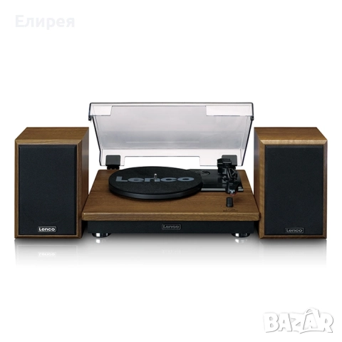 Грамофон и колони Lenco LS 100WD кафяв, снимка 5 - Грамофони - 52187934