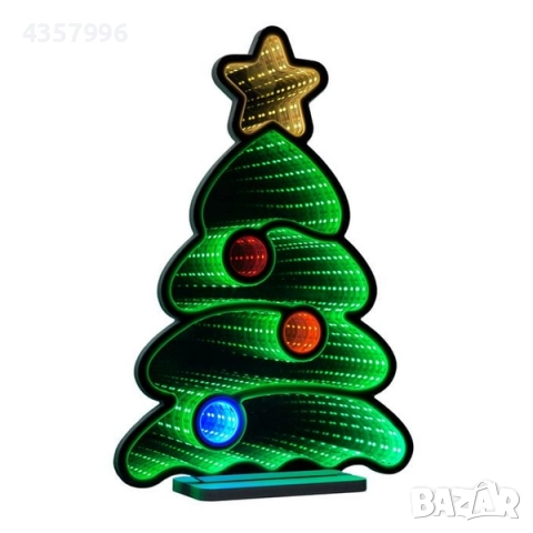 Декоративна коледна огледална елха, USB, 39см.,Зелен , снимка 2 - Декорация за дома - 52379083