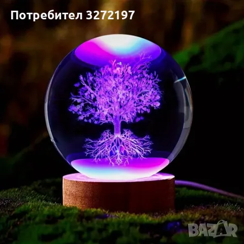 LED Светеща кристална топка/лампа, 3D сензорна -Дървото на живота, снимка 8 - Настолни лампи - 46918206