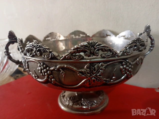 Посребрена купа,фруктиера в стил арт деко, снимка 4 - Антикварни и старинни предмети - 53900905