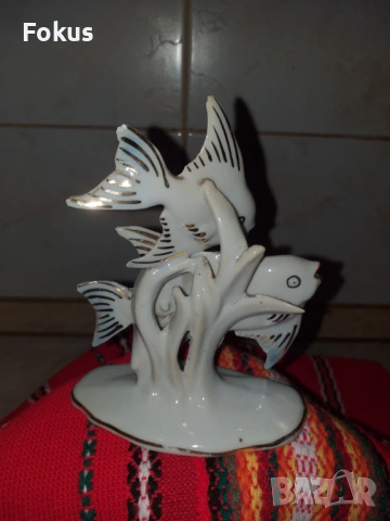 Уникална и много рядка фигура статуетка риби - порцелан