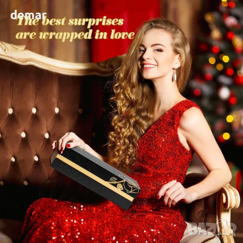 Mikasol Истинска реалистична роза, потопена в 24-каратово злато – вечен, реалистичен цъфтеж, синя, снимка 5 - Подаръци за жени - 50592043