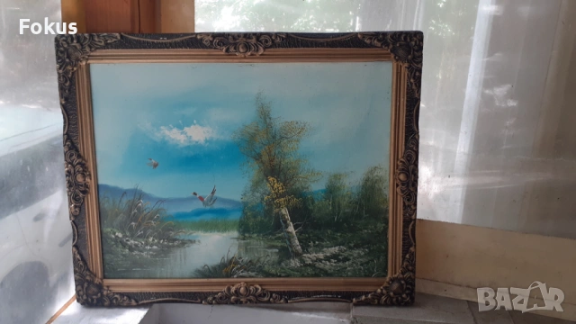 Прекрасна картина масло на платно подпис рамка, снимка 2 - Антикварни и старинни предмети - 53413632