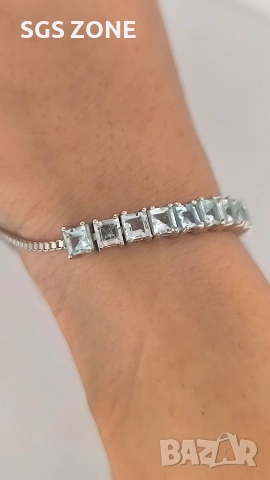 Сребърна гривна с естествен топаз, шлифован топаз, снимка 8 - Гривни - 52599859