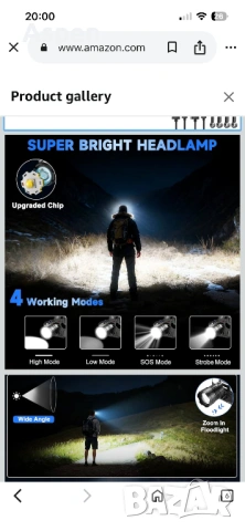 Мощен LED челник - ЧИСТО НОВ, снимка 9 - Къмпинг осветление - 53864967