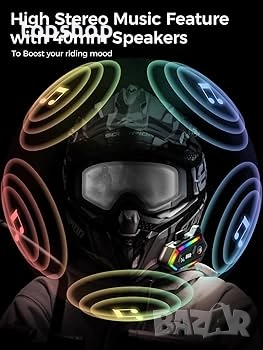 Чисто Новa запечатанa Bluetooth 5.3 Слушалкa за Мото Каска Moman H4R с RGB Светлини и 32ч Батерия..., снимка 6 - Аксесоари и консумативи - 53291424