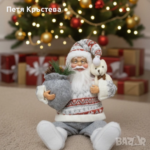Голям Дядо Коледа с торба и мече - Атмосфера, уют и празничен стил, снимка 6 - Декорация за дома - 52595987