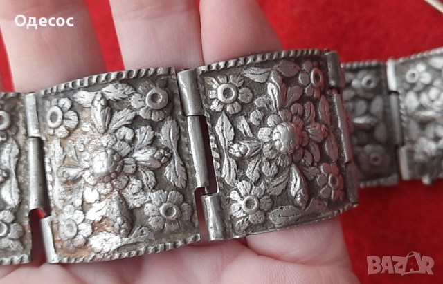 Рядка възрожденска масивна сребърна гривна, снимка 7 - Антикварни и старинни предмети - 52308929