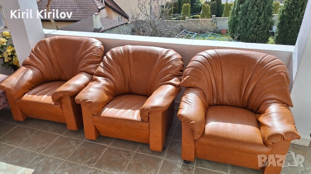 3 бр кожени фотьойла , снимка 2 - Дивани и мека мебел - 53743513