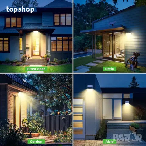 nipify 2 броя LED соларни охранителни лампи, сензор за движение, 3 режима, IP65, снимка 3 - Соларни лампи - 50355266