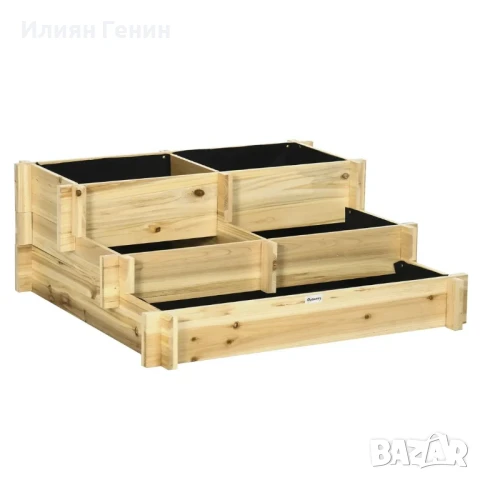 Повдигната леха Outsunny, сандъче за цветя, 3-етажна, отвор за дренаж, снимка 2 - Саксии и кашпи - 50733034