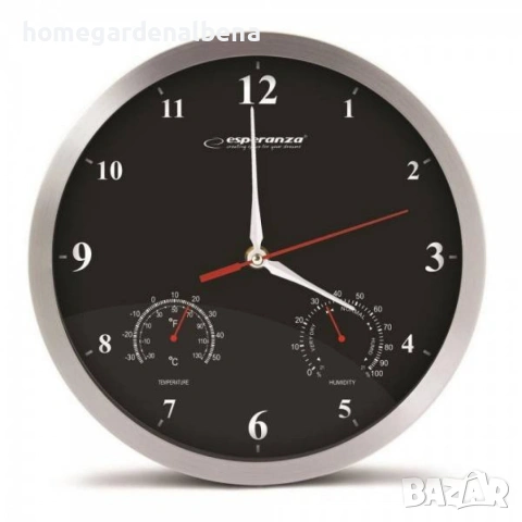 Стенен часовник Washington – 30 см, кварц, черен/бял