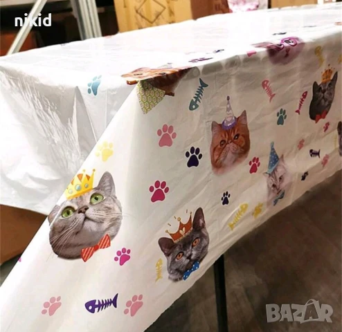 Коте котки котета найлонова покривка за парти рожден ден, снимка 2 - Покривки за маси - 51381121