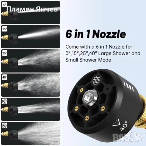 акумулаторна водоструйка с високо на0лягане 6 в 1 дюза, снимка 3 - Други инструменти - 53179404