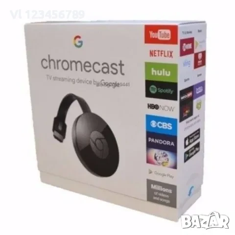 Приемник Chromecast свързващ телефон с телевизор, снимка 3 - Приемници и антени - 52110751