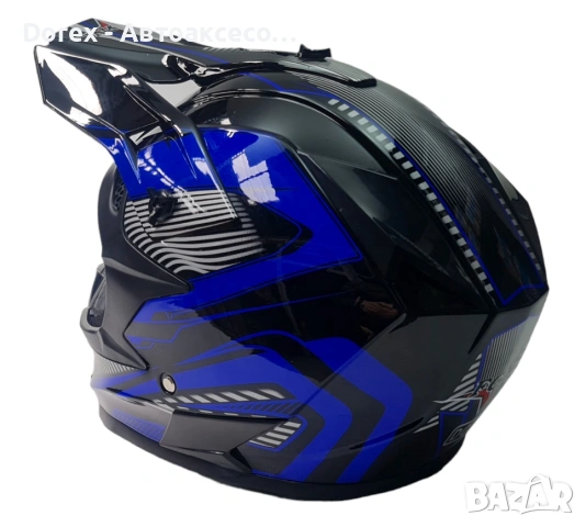 Крос каска за мотор, мотокрос и АТВ - черно-синя M/L, снимка 2 - Аксесоари и консумативи - 54145407