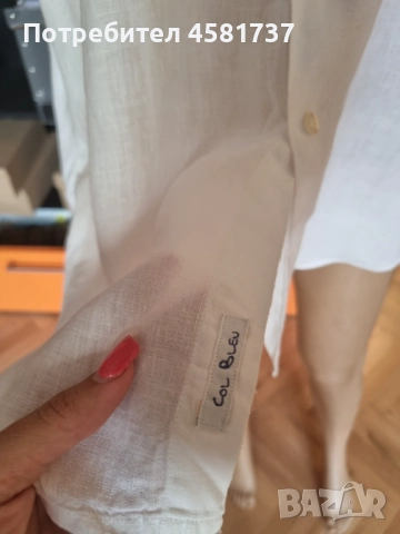 Бяла ленена мъжка риза Col Bleu, размер XL, снимка 2 - Ризи - 51758223