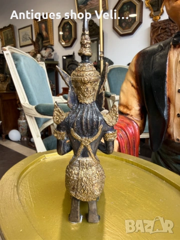 Тайландска бронзова фигура №7861 , снимка 4 - Антикварни и старинни предмети - 53463305