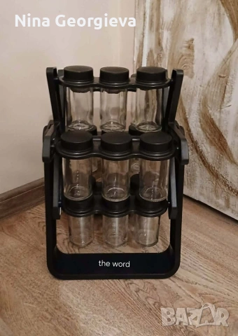 Стилен въртящ се органайзер за подправки, стъклени бурканчета, 18 части , снимка 5 - Други - 53850121