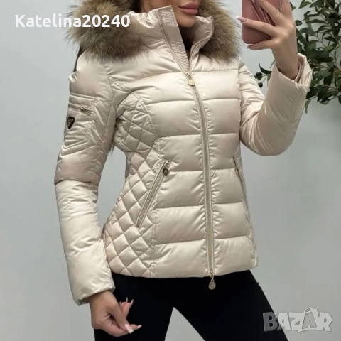 Зимно шушляково яке – 4262 качулка с естествен пух цвят , снимка 3 - Якета - 52506043