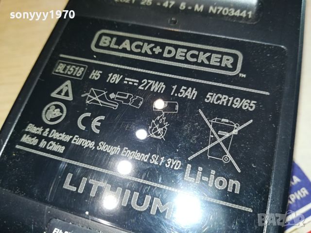 BLACK+DECKER 18V 1,5AH-LITHIUM BATTERY PACK 1004240812, снимка 4 - Винтоверти - 45199276