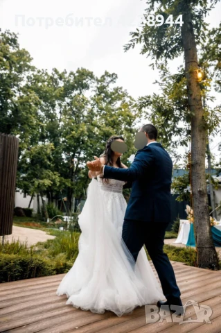 Сватбена Булчинска Рокля размер M/L, по поръчка, с презрамки, снимка 3 - Сватбени рокли - 50779082