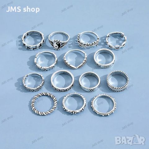 Дамски пръстени в хип-хоп ретро стил, 14бр, снимка 3 - Пръстени - 45307253