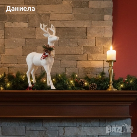 Декоративен Коледен eлен – Златист или бял, с празнични детайли, снимка 2 - Декорация за дома - 52628385