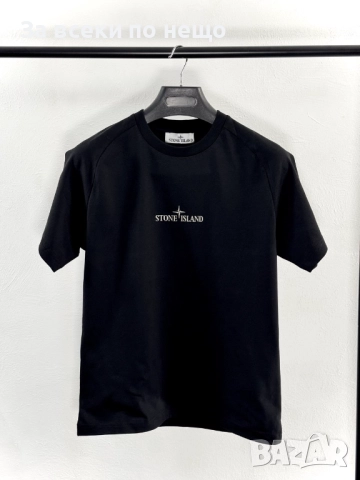 Stone Island Мъжка Черна Тениска Със Щампа Отпред И Отзад👕Мъжка Блуза С Къс Ръкав Код V.B.28