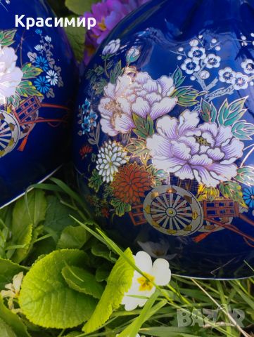 2 бр. порцеланови вази в кобалтово син цвят 30 лв. за бр., снимка 2 - Вази - 46182134