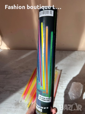 Светещи тръбички за парти интензивно светещи гривни и гердани 50 броя в 5 цвята с 50 съединителя ❤️, снимка 4 - Гривни - 52423098