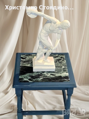 Мраморна масичка от зелен мрамор, снимка 2 - Маси - 52188204