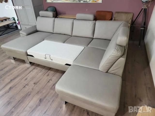 ПРОМОЦИЯ!!!Бежов П-образен ъглов диван от плат Sambia с функция сън, снимка 7 - Дивани и мека мебел - 52830077