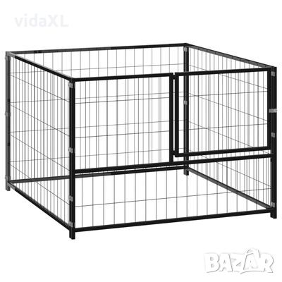 vidaXL Клетка за кучета, черна, 100x100x70 см, стомана(SKU:150789