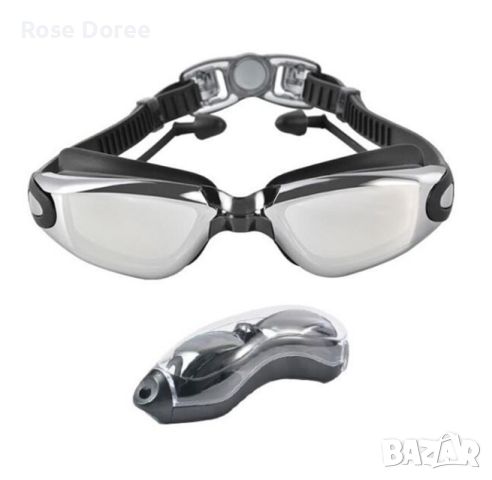 Очила за плуване за възрастни, ASKSA, с тапи за уши, UV защита и против замъгляване, гъвкав нос 