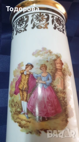 Порцеланова ваза с богата позлата надписана за юбилей със златен надпис, снимка 5 - Антикварни и старинни предмети - 53927300