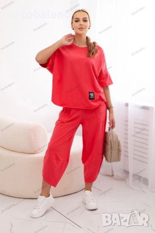 Дамски памучен комплект блуза + панталон, 13цвята , снимка 9 - Комплекти - 46468554