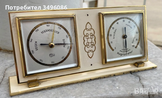 Стар  и много рядък немски барометър с хигрометър SIEMENS, снимка 8 - Антикварни и старинни предмети - 54063869