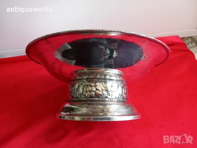 1928г. Посребрен Съд Фруктиера Никел/Сребро Висока Проба , снимка 2 - Антикварни и старинни предмети - 50121949