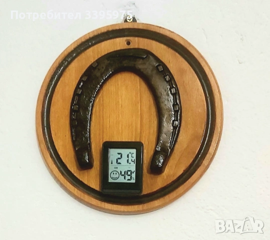 Комплект: истинска подкова с термометър и канцелярска чаша с часовник, снимка 2 - Декорация за дома - 53402491