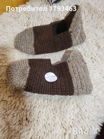 Ръчно плетени мъжки терлици от вълна' размер 43, снимка 6 - Мъжки чорапи - 50827014