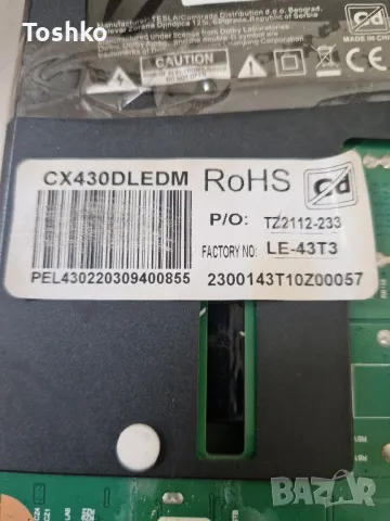 TESLA 43E620BFS MAIN BOARD EL.MT6683-FG75 TCON BOARD CC430LV2D PANEL CX430DLEDM LE-43T3, снимка 4 - Части и Платки - 50316723
