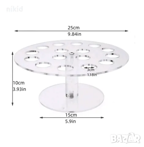 16 дупки кръгла прозрачна Пластмасова Акрилна стойка поставка стелаж фунийки сладолед сладоледи, снимка 4 - Други - 49121061