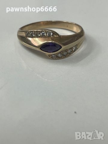 Златен пръстен 14 карата с Аметист, снимка 1 - Пръстени - 46384728