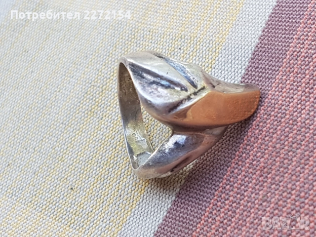 Сребърен пръстен с позлата , снимка 2 - Пръстени - 51445766