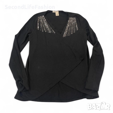 Дамска жилетка блуза DKNY Jeans с мъниста тип прегърни ме черна размер M