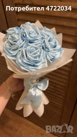 Букет от сатенени рози, снимка 2 - Изкуствени цветя - 53261059